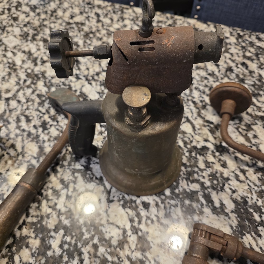 Vintage Antique Hand Tools Drill Blow Torch Snips Scraper