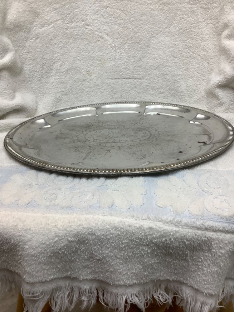 Vintage oval silver-plated serving tray