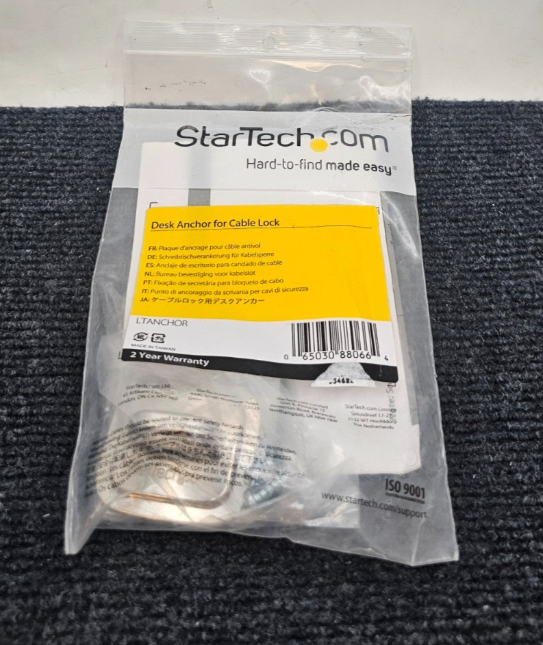 StarTech.com LTANCHOR Desk Anchor For Cable Lock Security, Steel
