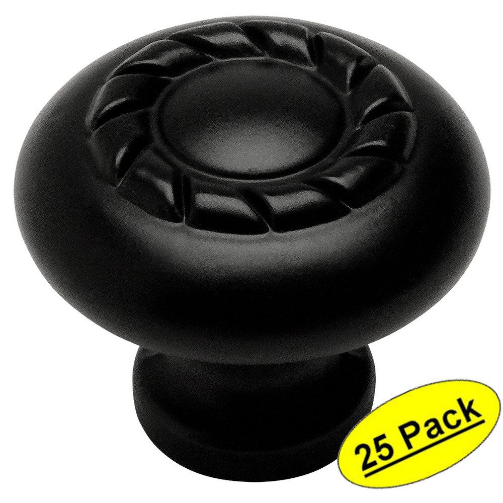 *25 Pack* Cosmas Cabinet Hardware Flat / Matte Black Rope Knobs #4113FB