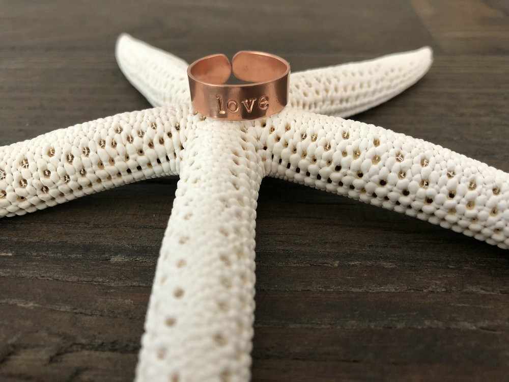 Custom Hand Stamped Brass Ring - Love