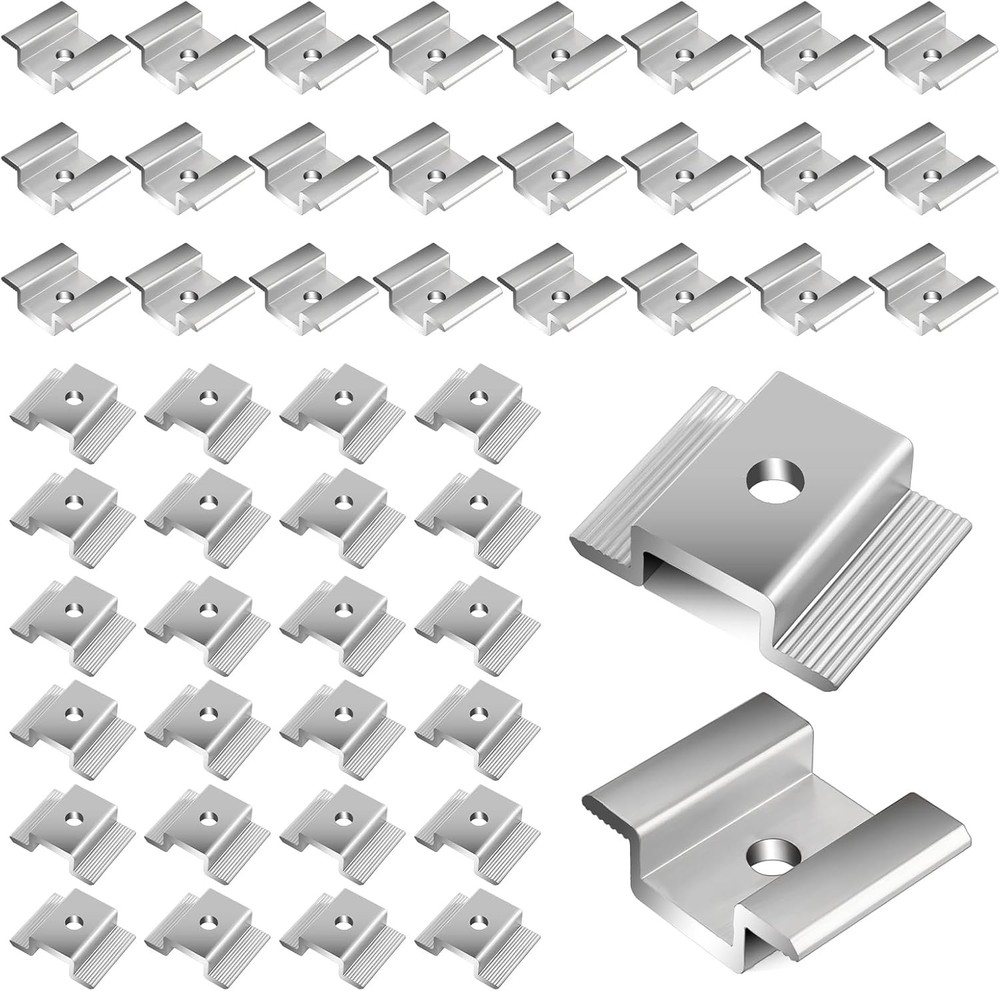 42 Pack Solar Panel Mid Clamps, Clamps Bulk, Silver