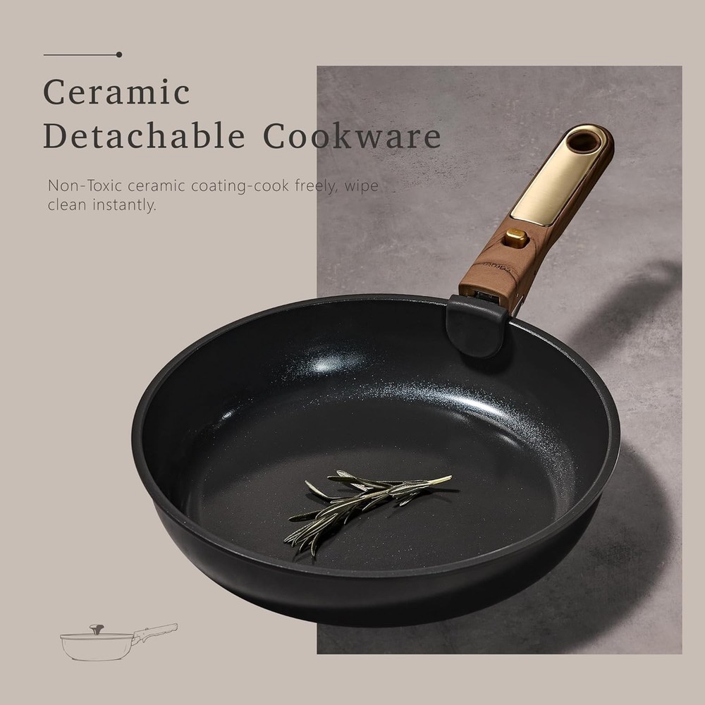 15Pcs Ceramic Cookware Set, Pots and Pans Set Non stick, Kitchen Cooking Set ...