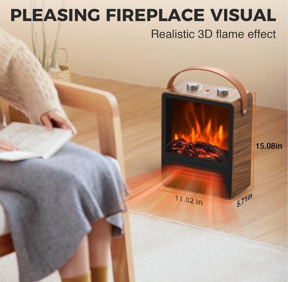 Portable Electric Fireplace Space Heater ￼