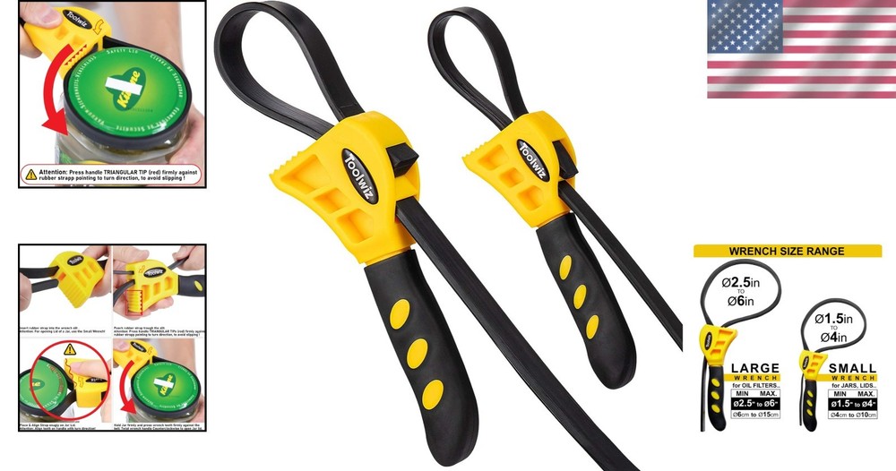 2-Pack Rubber Strap Wrench Set - Jar Opener, Plumbing Tool