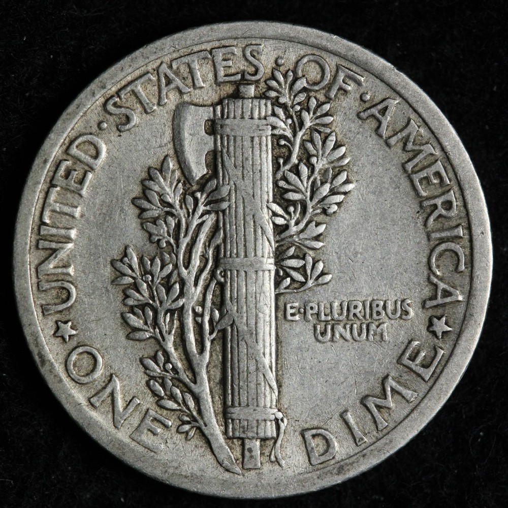 1923 Mercury Silver Dime AU E198 VIH