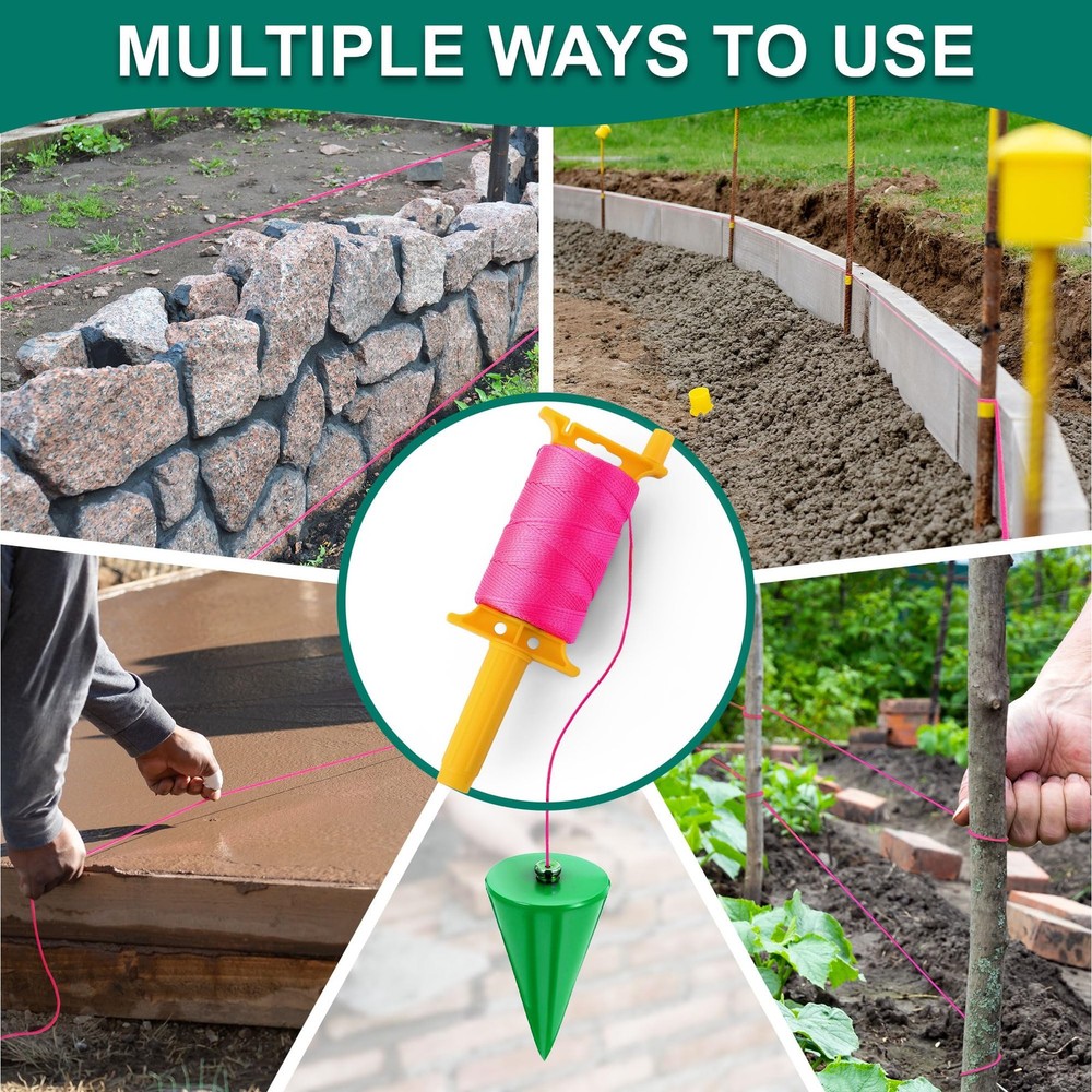 Mason String Line Reel with 10 String Line Level Kit, 540FT #18 Braided Nylon