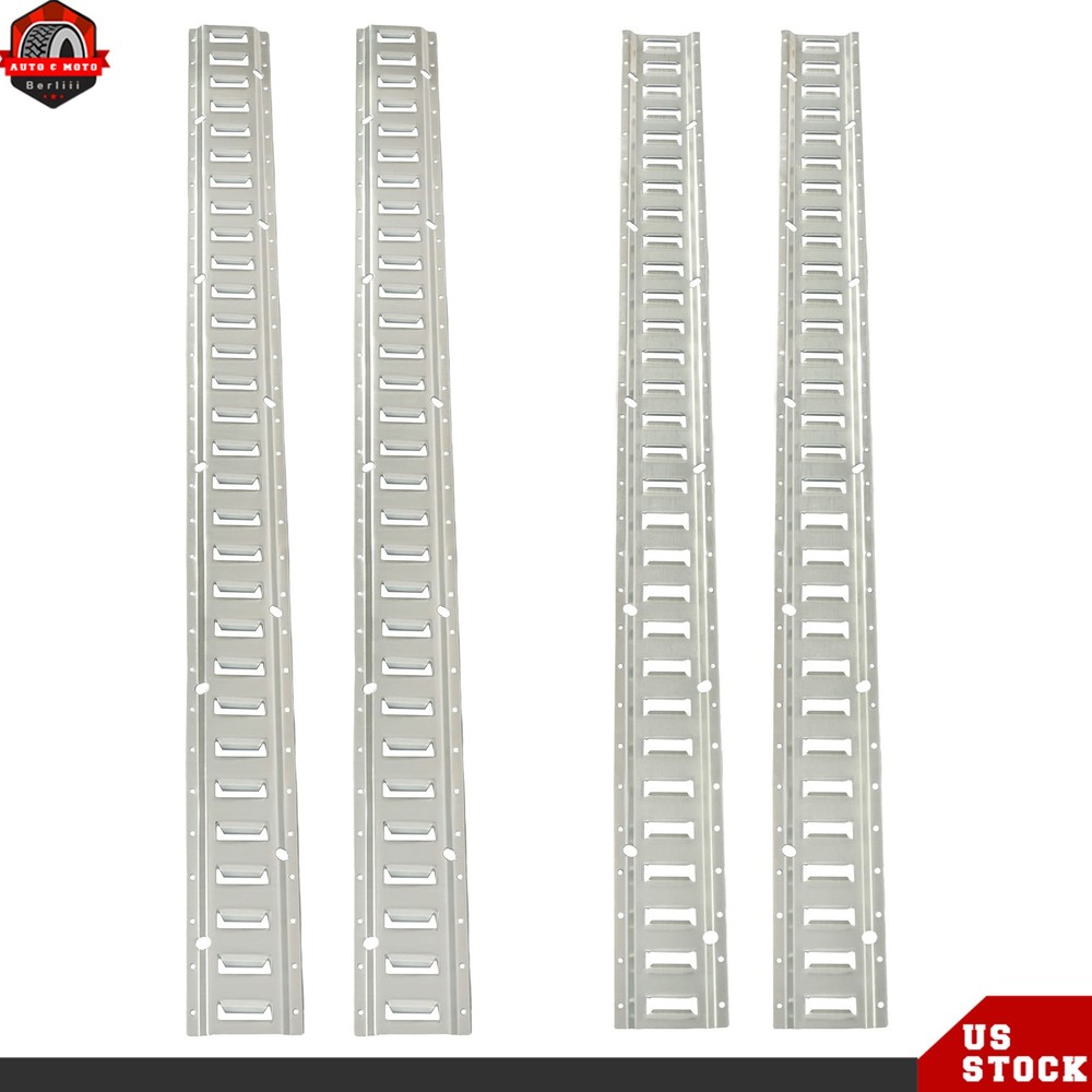 Carbon Steel 4pc Durable E Track Tie Down Rail Kit Silver Galvanized Replacement