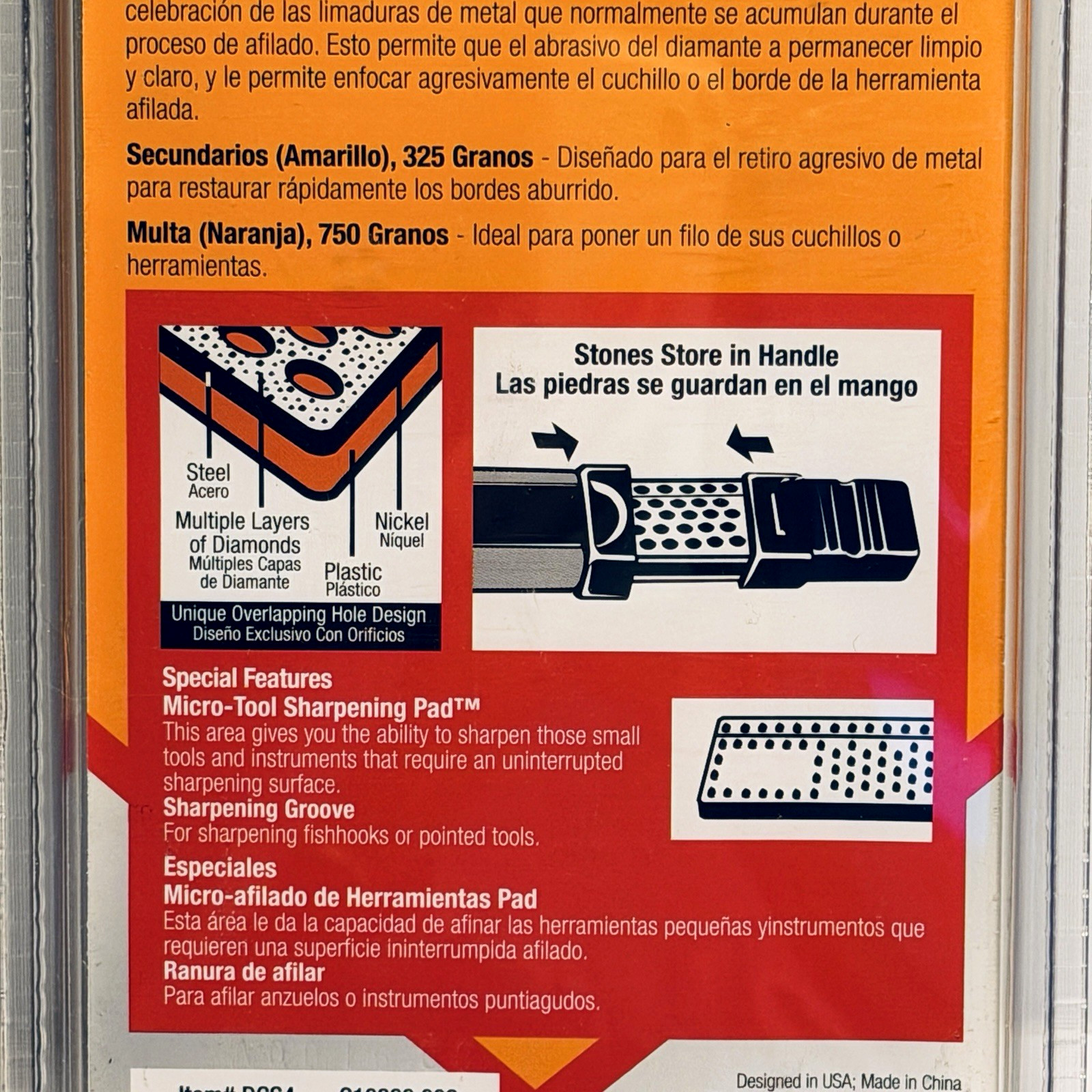 Smith's DCS4 Diamond Combination Sharpener 4" Coarse Fine Grits Hook Sharpener