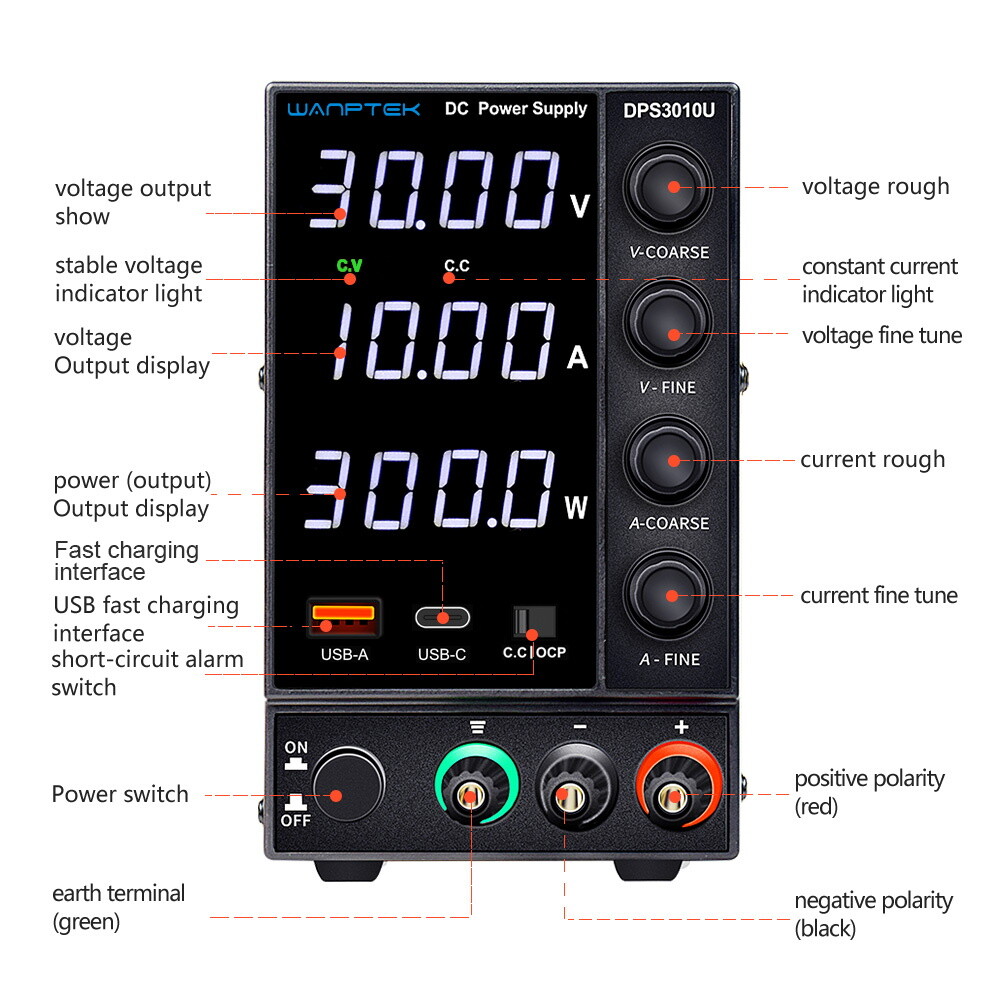 0~30V 5A Adjustable Variable DC Bench Power Supply Variable DC Power switching