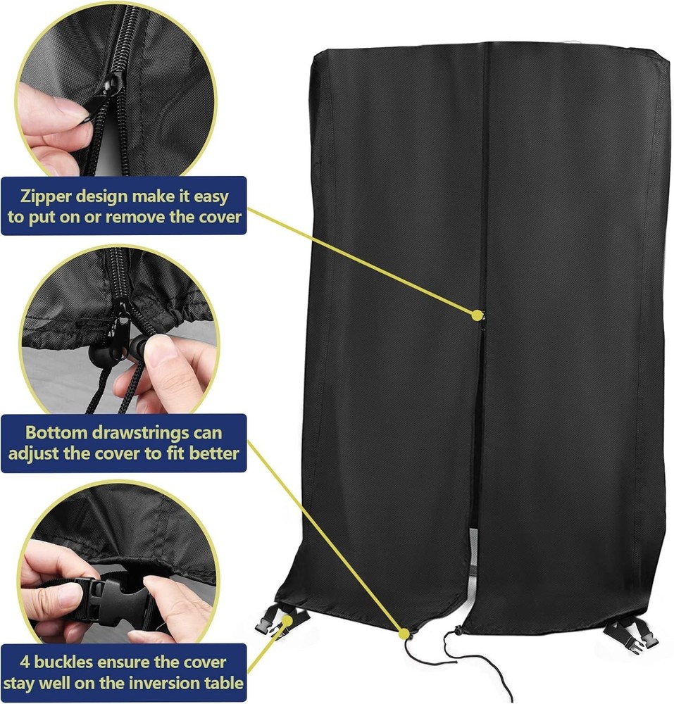Inversion Table Protective Cover with Zipper, Waterproof& Dustproof Black