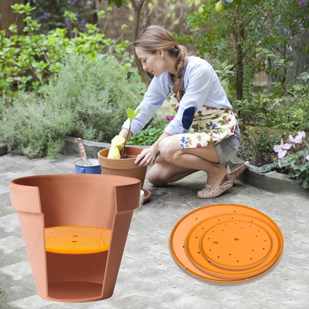 2Pcs Planter Inserts for Large Pots, 18" Round Plastic Planter Insert with Dr...