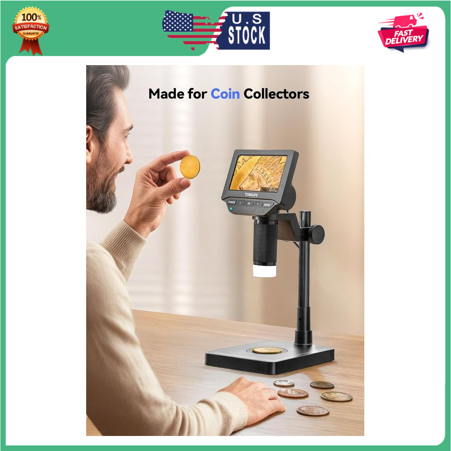 TOMLOV DM4W Microscope with Weighing Scale: 4.3" Digital Coin Microscope...
