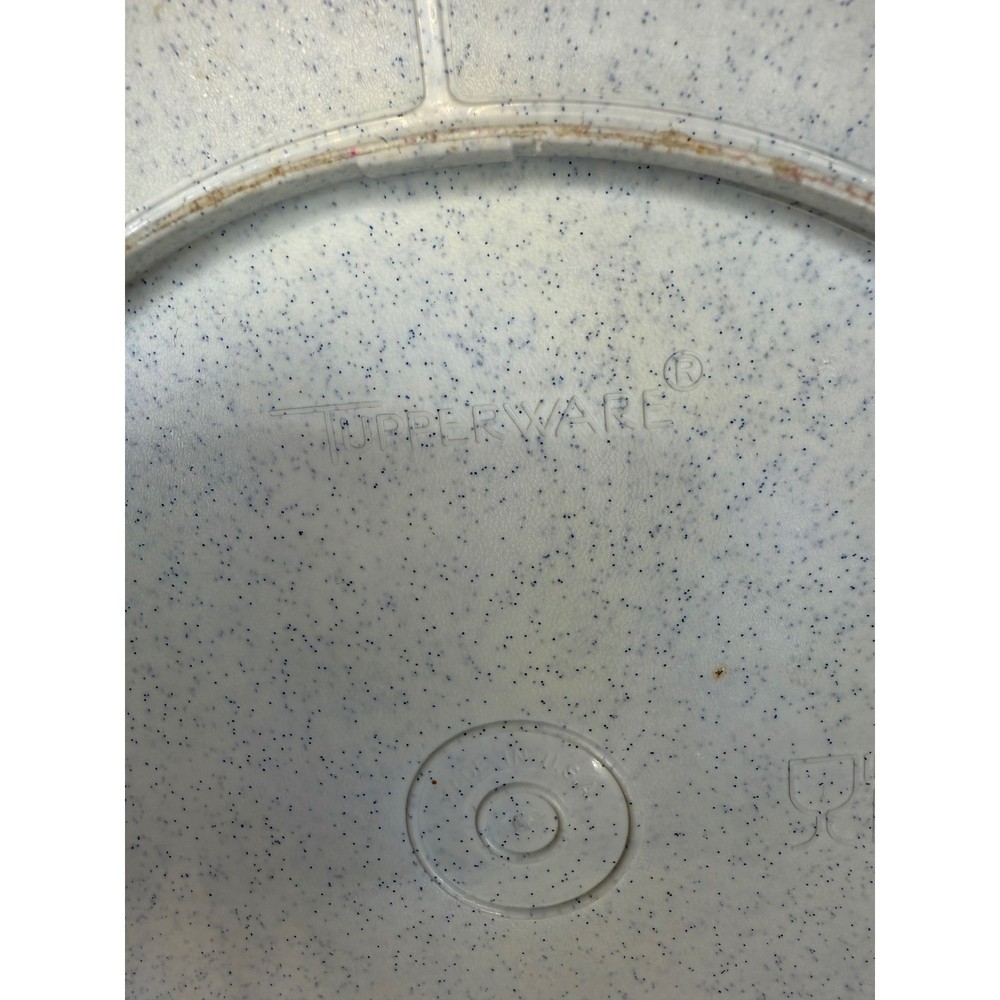 Tupperware Divided Serving Platter with Lid Speckled White Vintage Kitchenware