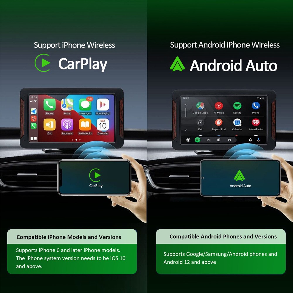 2in1 Wireless Apple CarPlay & Android Auto Adapter USB Plug&Play Fast Connection