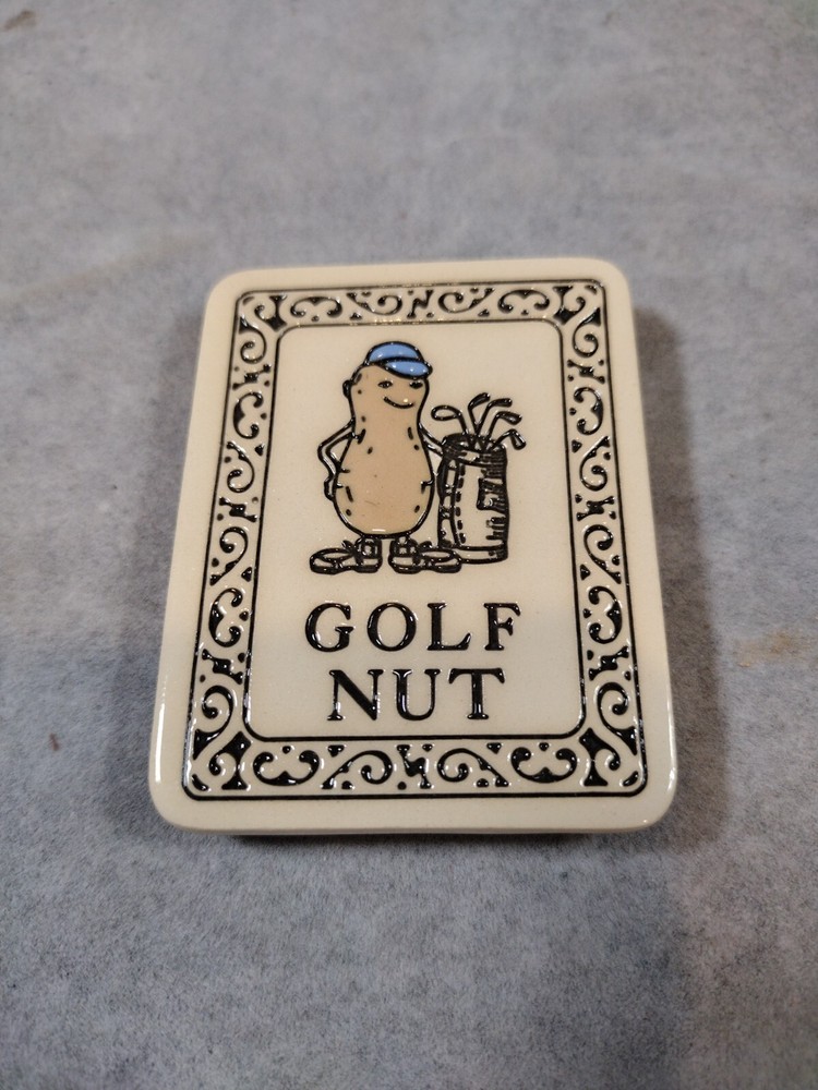 Trinity Pottery, "Golf Nut" Peanut, Magnet, Funny, Ceramic, Golf Lover.