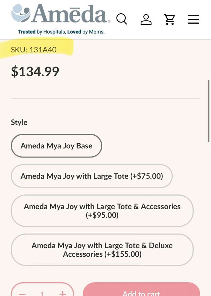 Ameda Mya Joy Double Electric Breast Pump