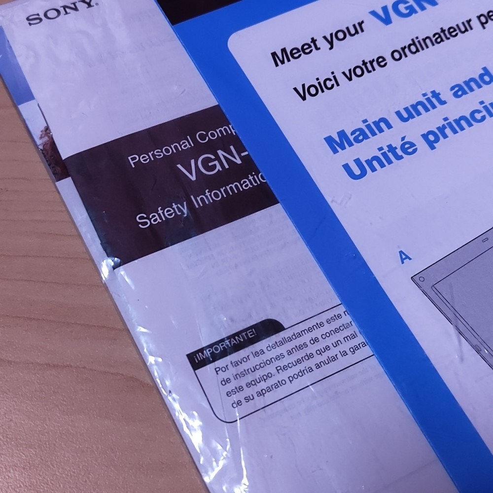 Sony VAIO VGN-SZ300 Series Laptops Quick Start Guide and Inserts
