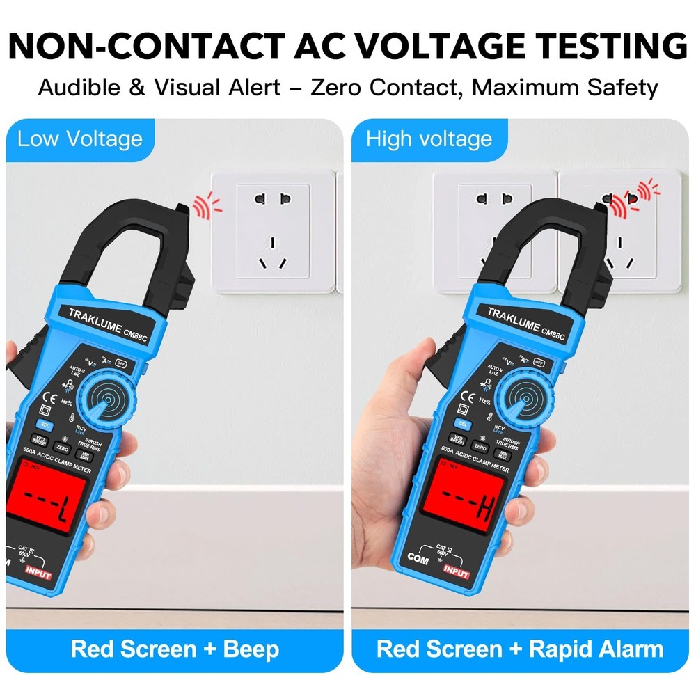 Clamp Meter Multimeter 6000 Counts Amp Meter Clamp AC/DC Current & Voltage Am...