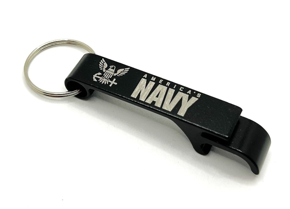 NAVY Black Keychain & Bottle Opener