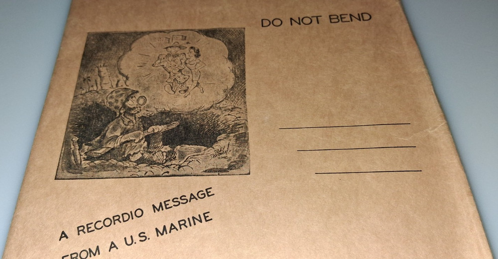 USMC RECORDIO EMPTY ENVELOPE MAILER for Record - U.S. Marine Corps 1940s - 1950s
