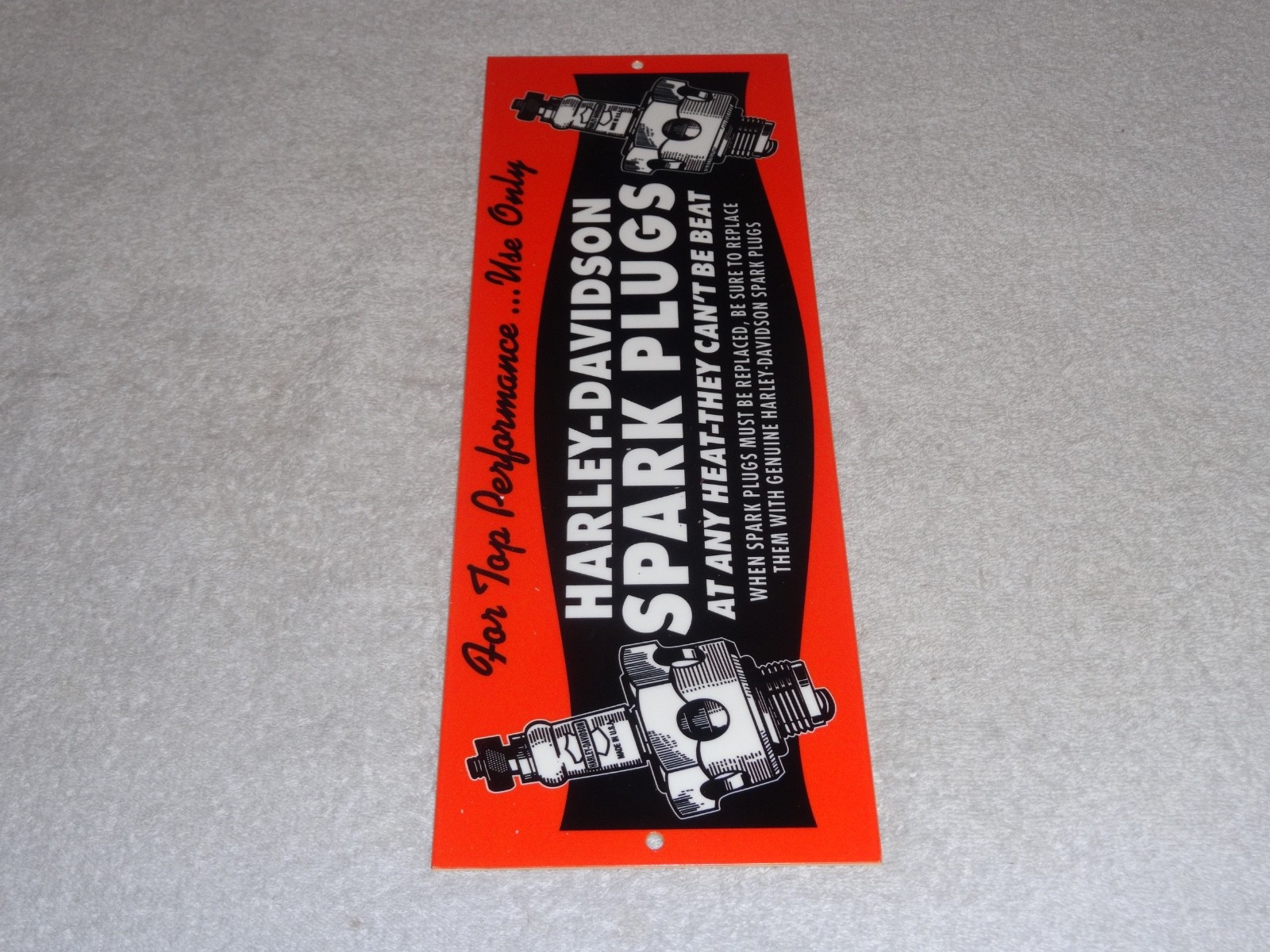 VINTAGE HARLEY DAVIDSON MOTORCYCLE SPARK PLUG PORCELAIN METAL GASOLINE OIL SIGN!