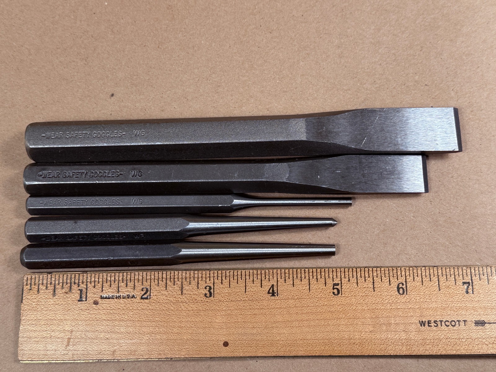 New - 5 Piece Blackhawk USA Aligning & Drive Punch Pin + Cold Chisels -FREE SHIP
