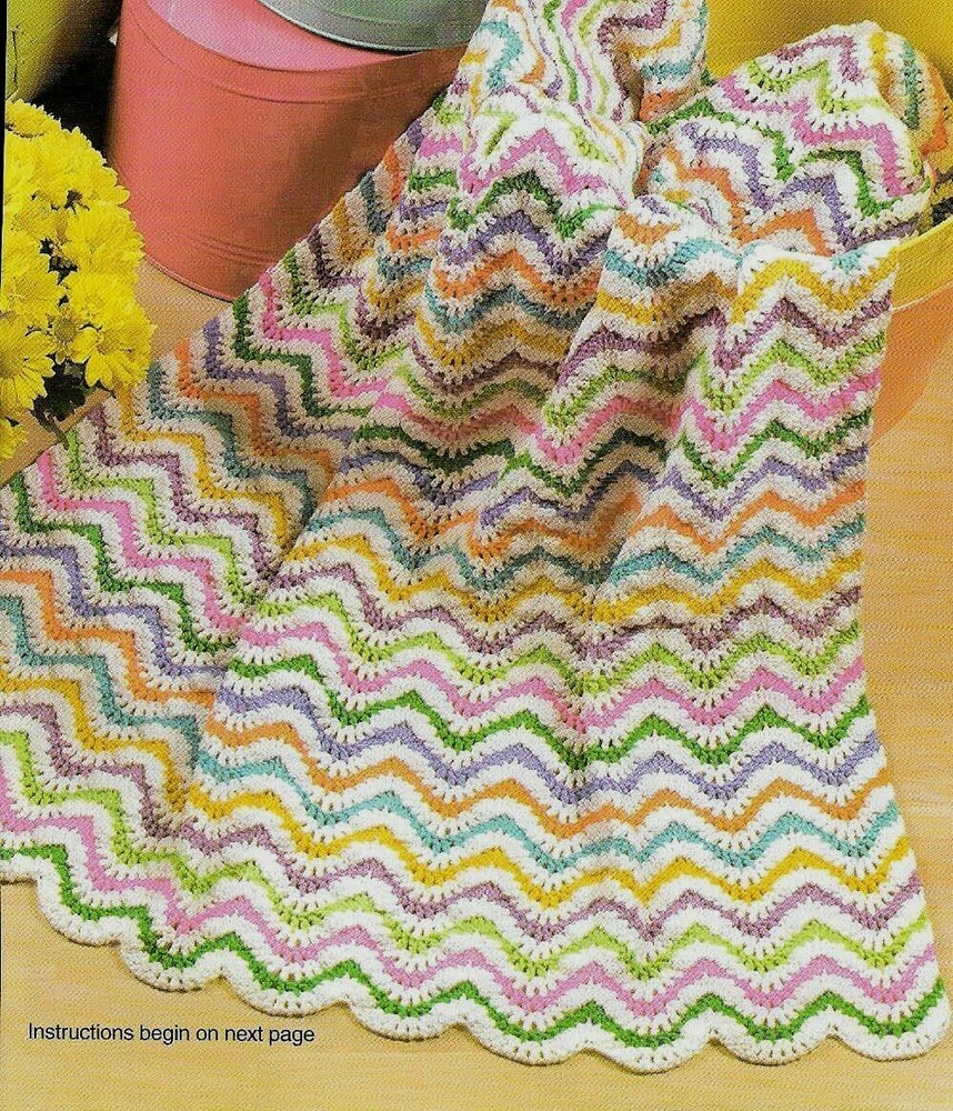 BRIGHTS ON WHITE AFGHAN HOME DECOR DIGEST SIZE CROCHET PATTERN INSTRUCTIONS