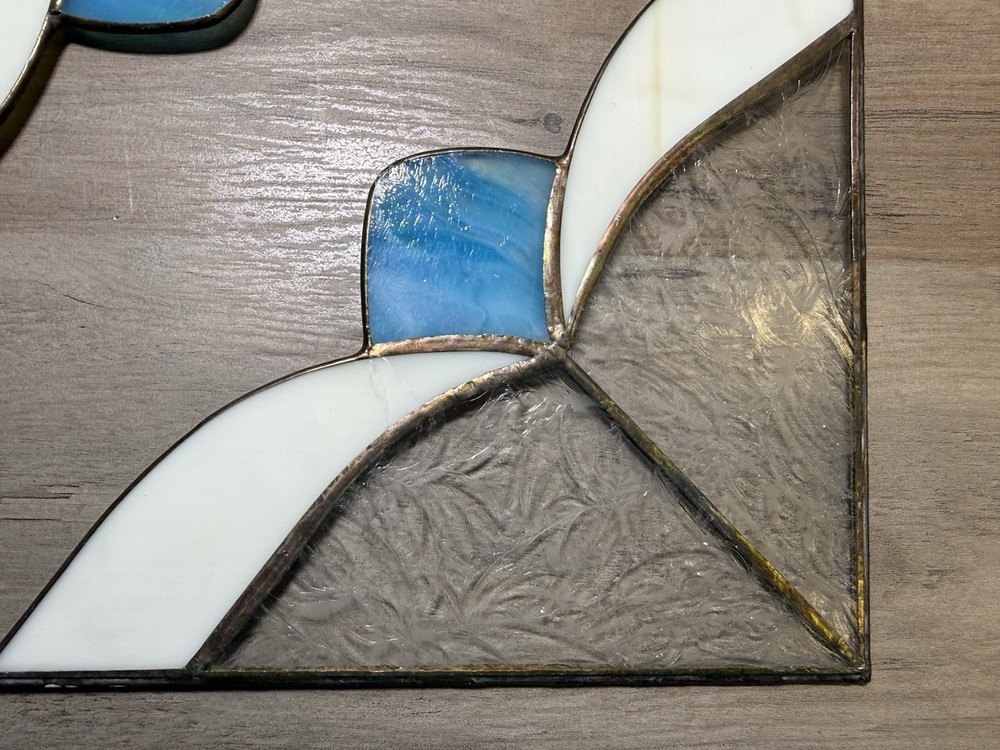 2 stain glass window corner panel