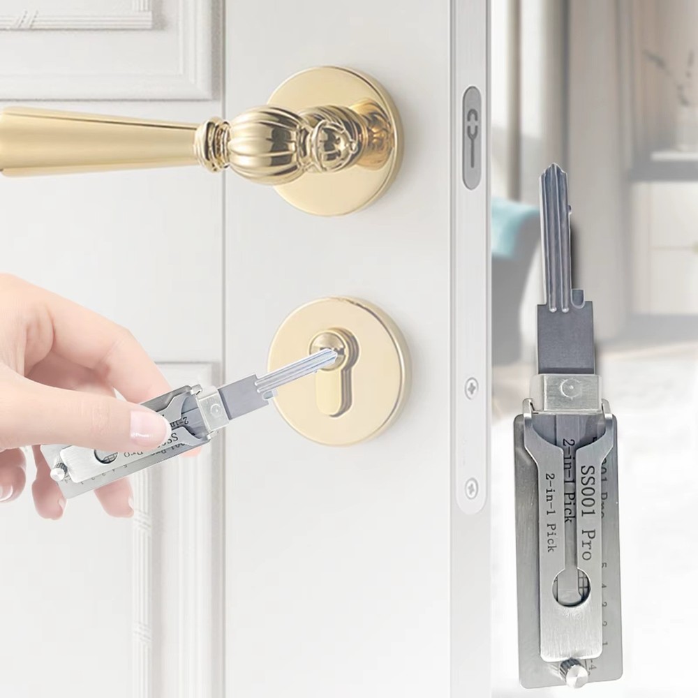 2-in-1 Stainless Steel Key Decoder Portable Precision Hook Pickup Hand Tool 1pcs