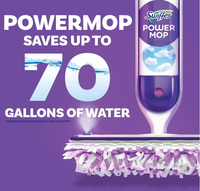 Swiffer PowerMop Kit – Includes Mop, 2 Pads, Cleaning Solution & Batteries