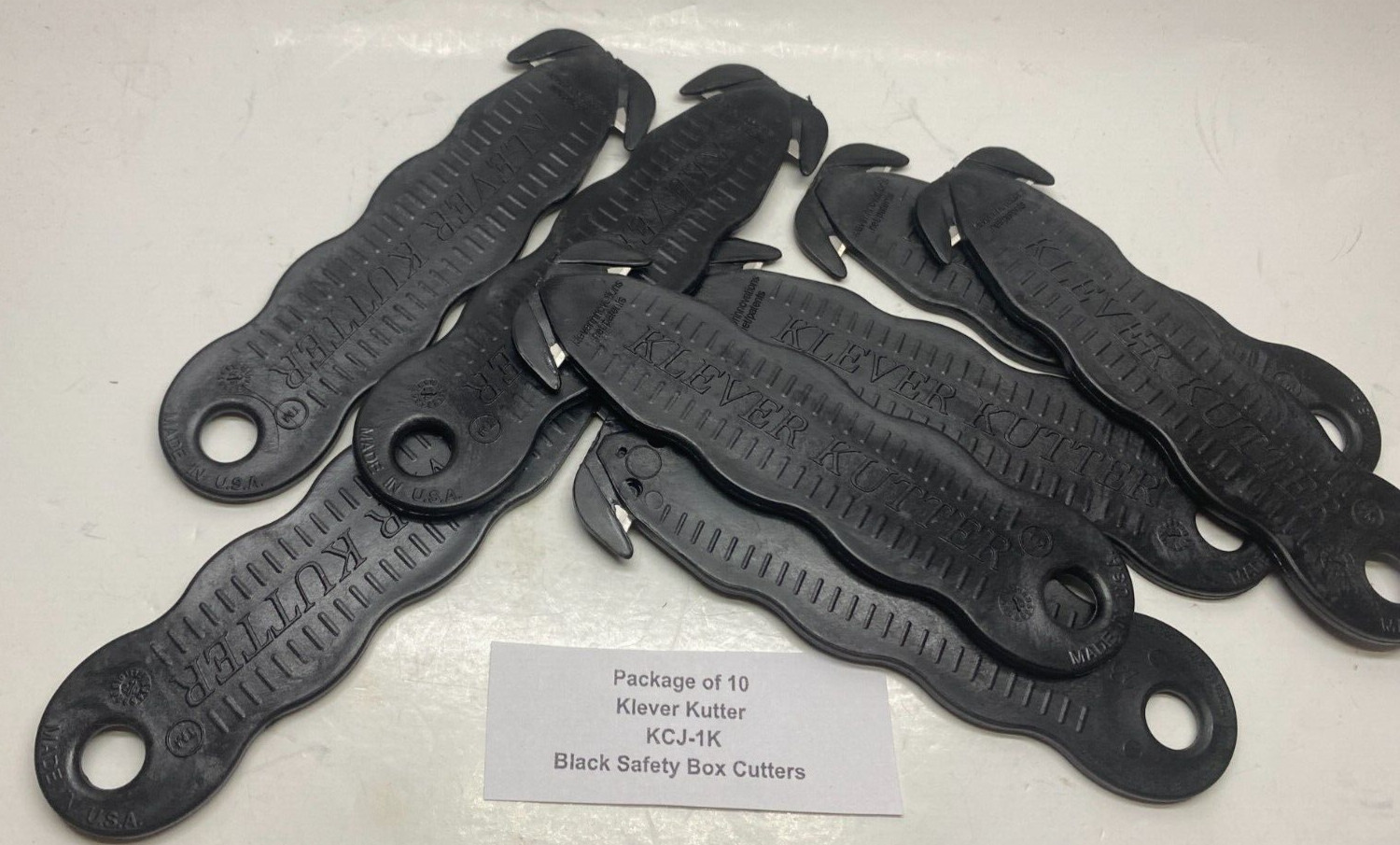 (Qty 10) Klever Kutter KCJ-1K Black Safety Box Cutters - Prepaid Shipping