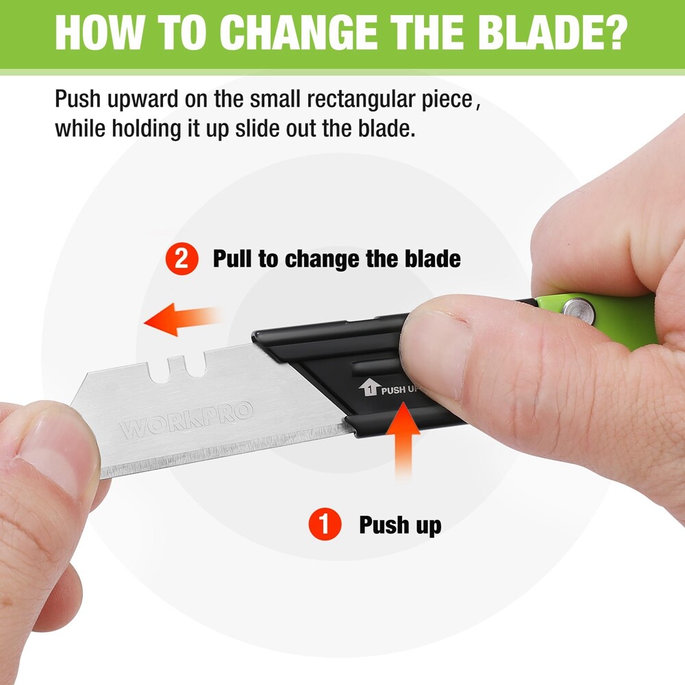 WORKPRO EDC Folding Utility Knife Mini Box Cutter with Quick Open Axis Lock USA