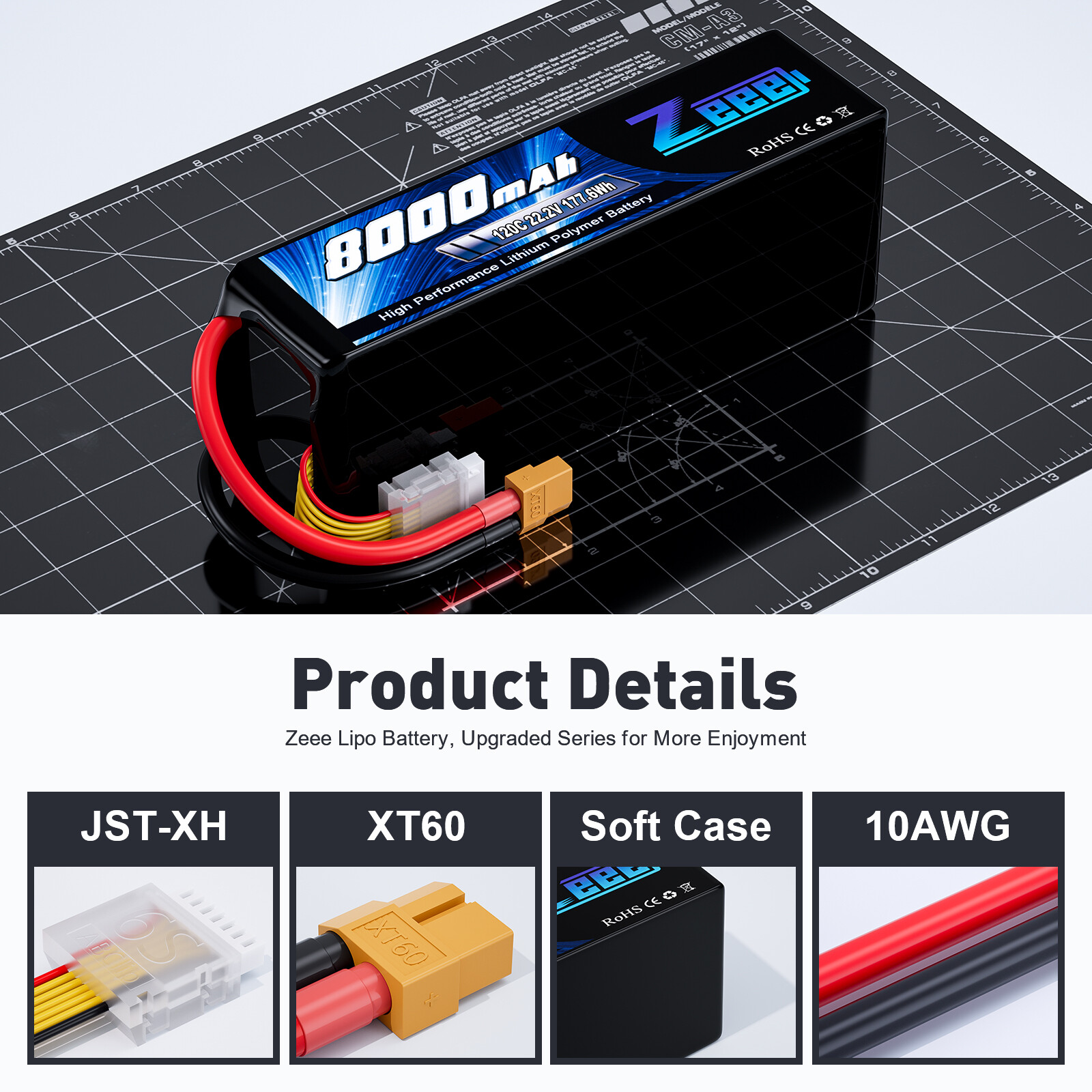 2x Zeee 22.2V 120C 6S LiPo Battery 8000mAh XT60 for RC Car Truck Tank Racing