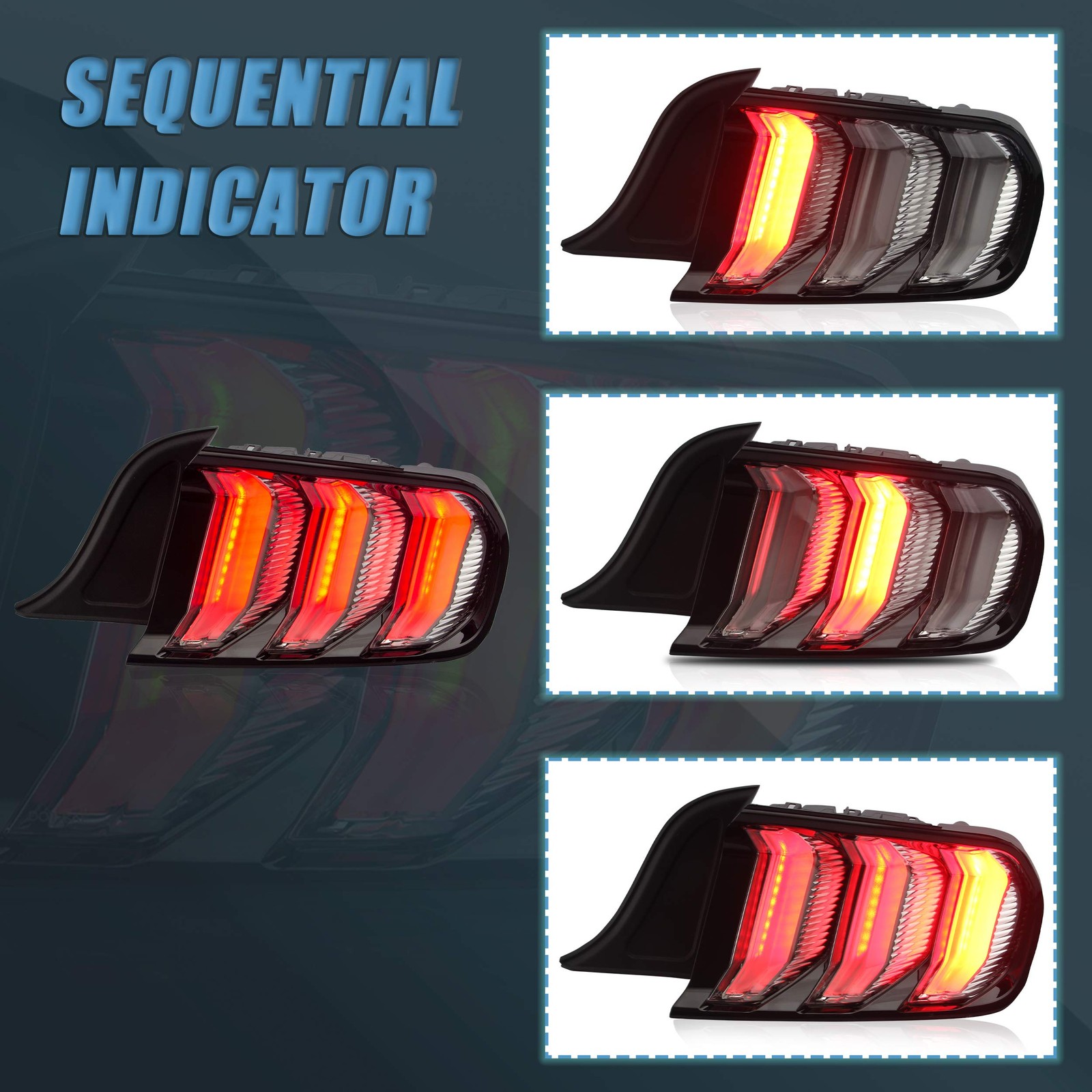 Tail lights Assembly Fit for 2015-2020 Ford Mustang 6th Gen Plug-and-play