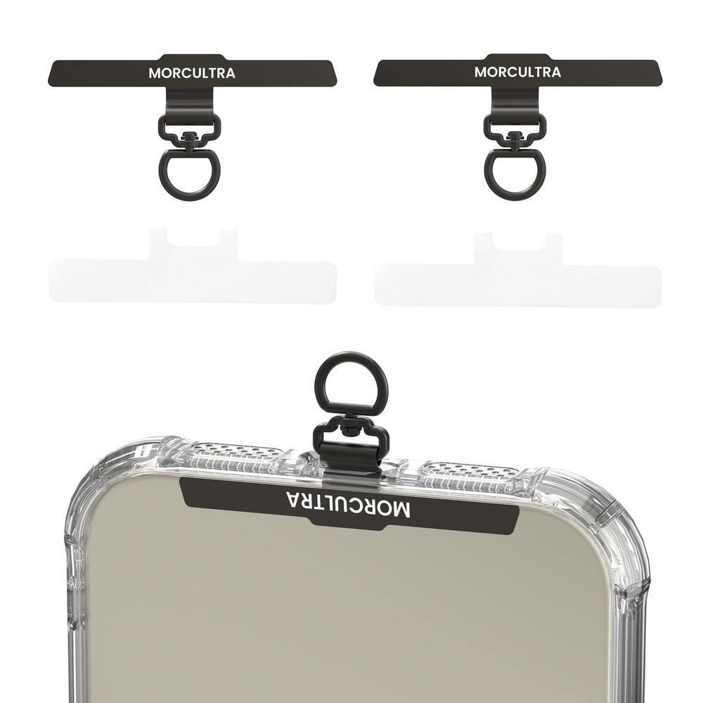MORCULTRA Phone Tether Tab,Metal Lanyard Patch & Small, Black+black