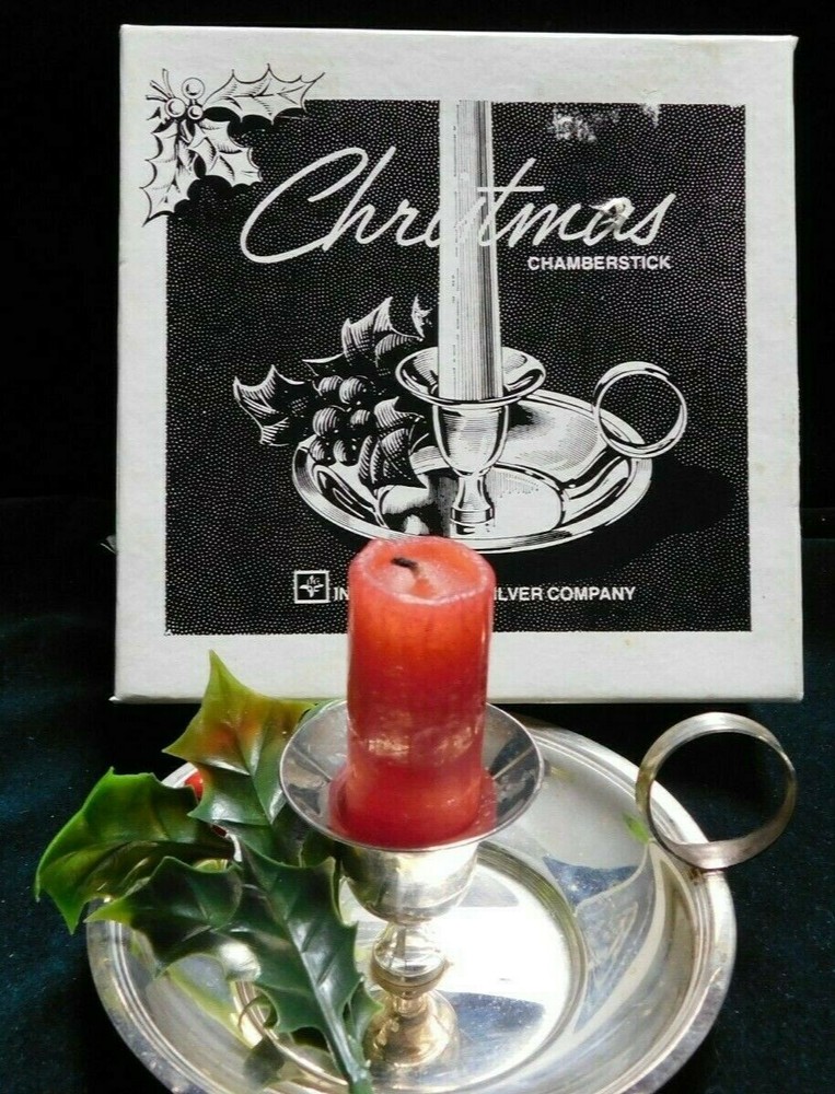International Silver Company Christmas Chamberstick Candle #915/3 w/box-vintage