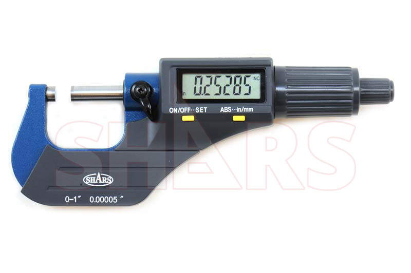 SHARS 0-1" 0.00005" Digital Electronic Outside Micrometer Carbide Tip 0-25mm P]