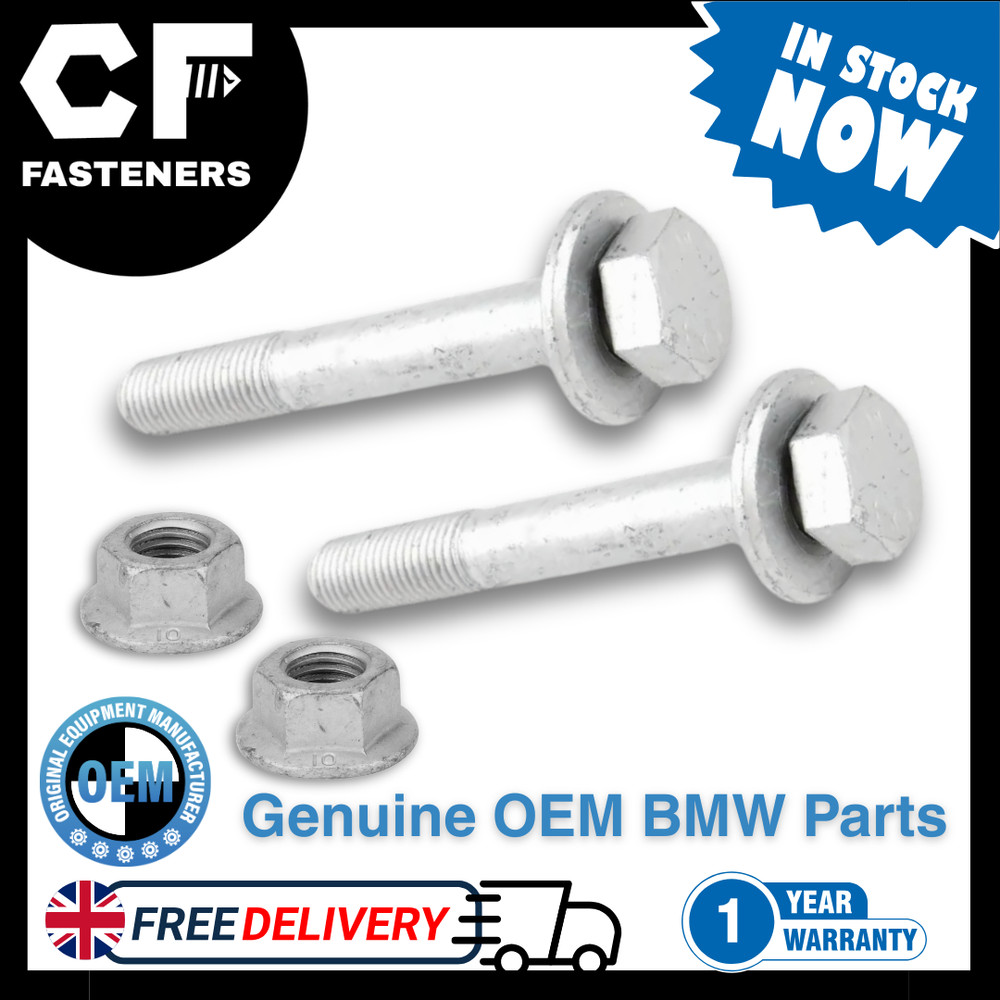 2pc- NEW GENUINE BMW - Front Hub Strut clamp Pinch Bolt + Nuts E81 E82 E87 E88