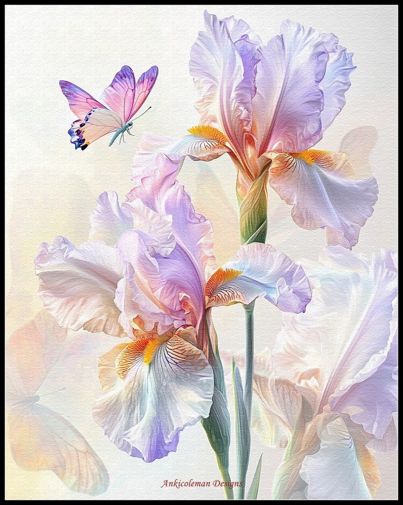 Ethereal Irises - DIY Chart Counted Cross Stitch Patterns Needlework DMC Color