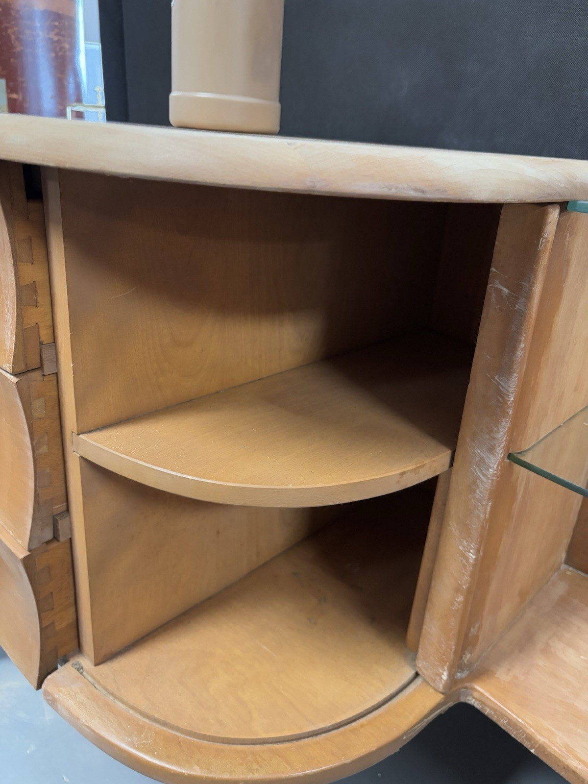 Heywood Wakefield Mid Century Modern Sculptura Vanity & Mirror Needs Refurbish