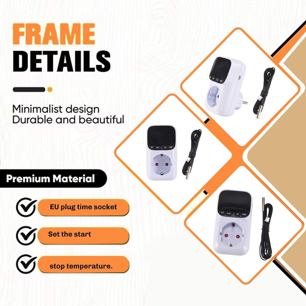 Digital Temperature Controller Socket Thermostat with Time Sensor Probe Heating/K9390