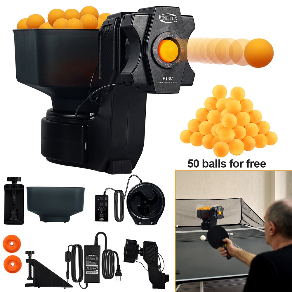 Table Tennis Robot Automatic Ping Pong Machine Training Exercise With 50 Balls
