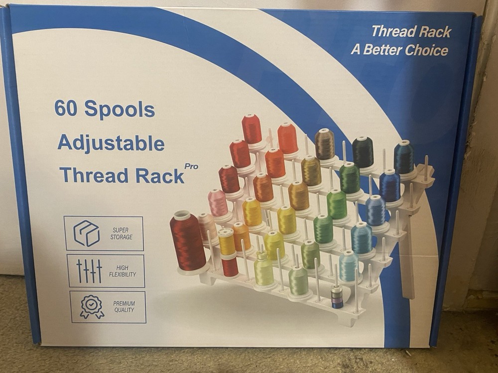 Adjustable 60 Spool Thread Rack White Plastic Sewing Organizer