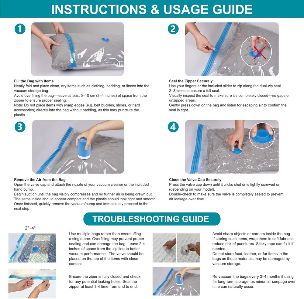 Portable Electric Pump Compression Bags 26 Pack