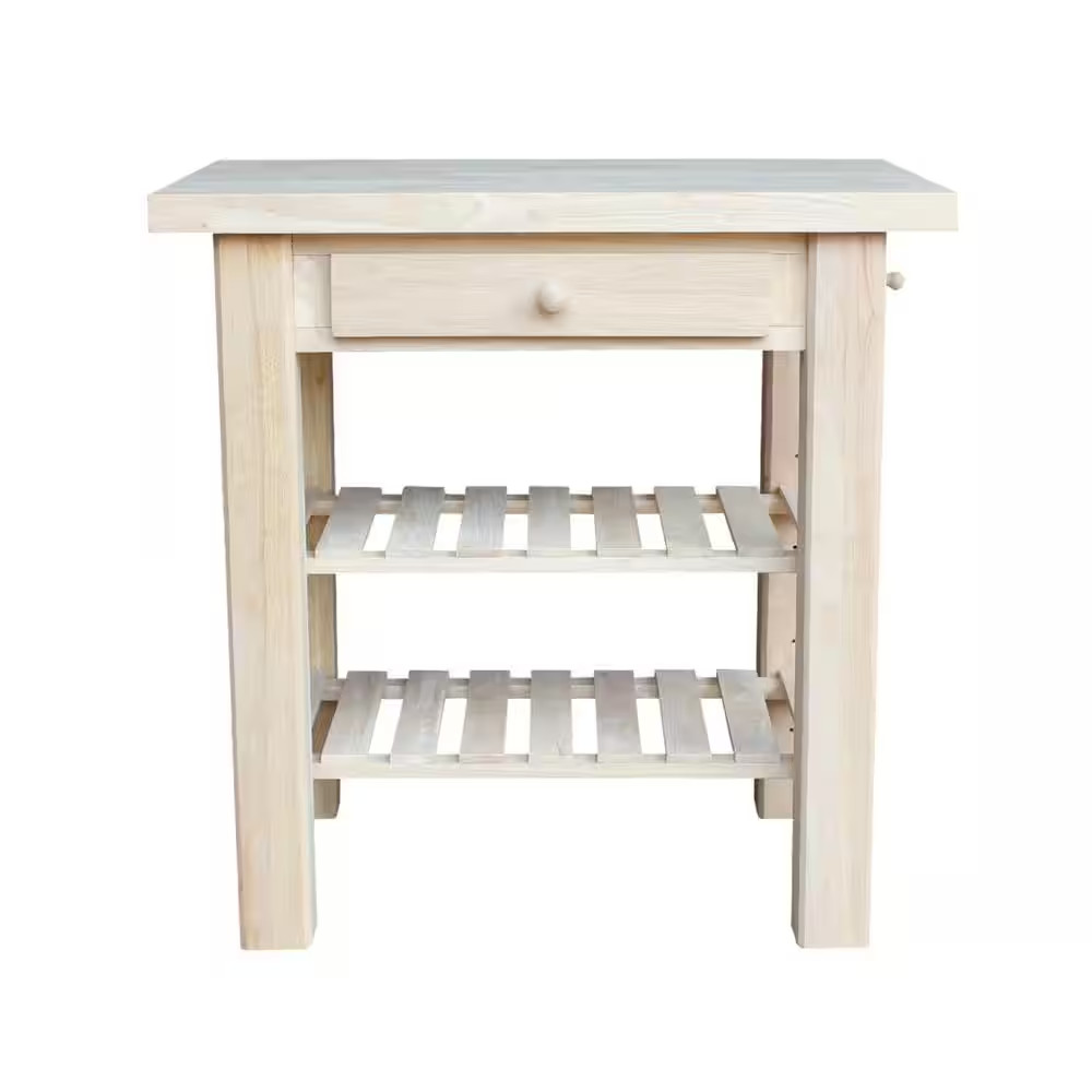 Unfinished Kitchen Utility Table with Drawer