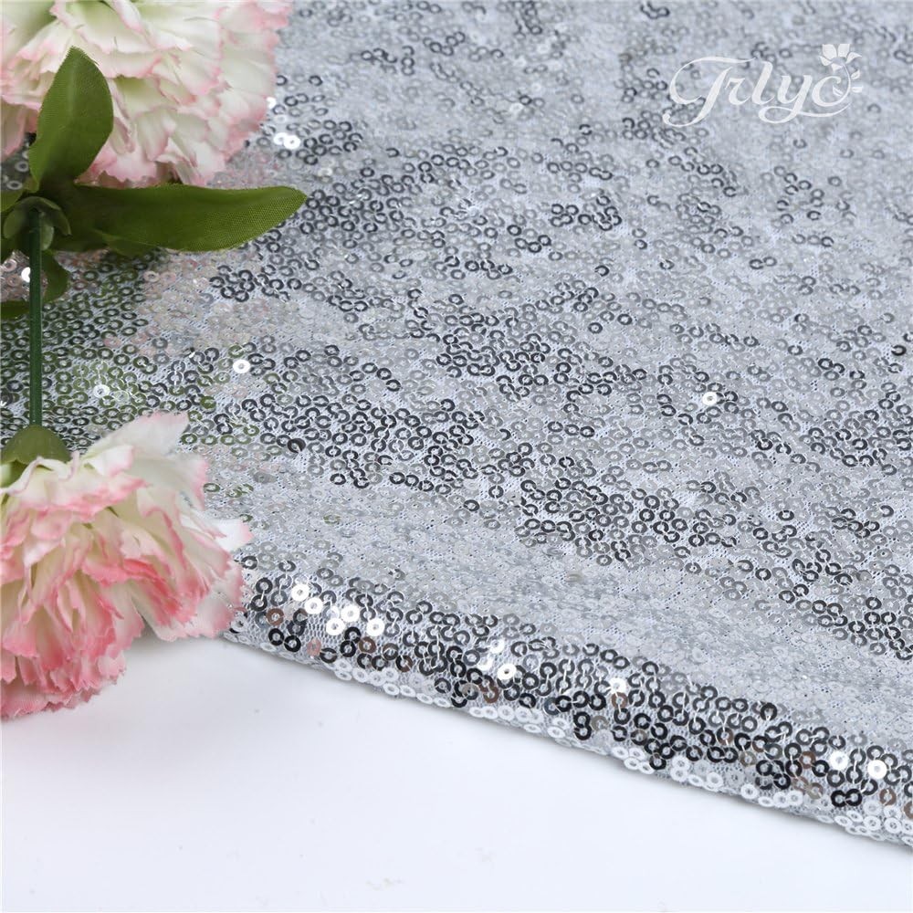 Sparkling Silver Sequin Backdrop Curtain - 4x7 Ft NWT