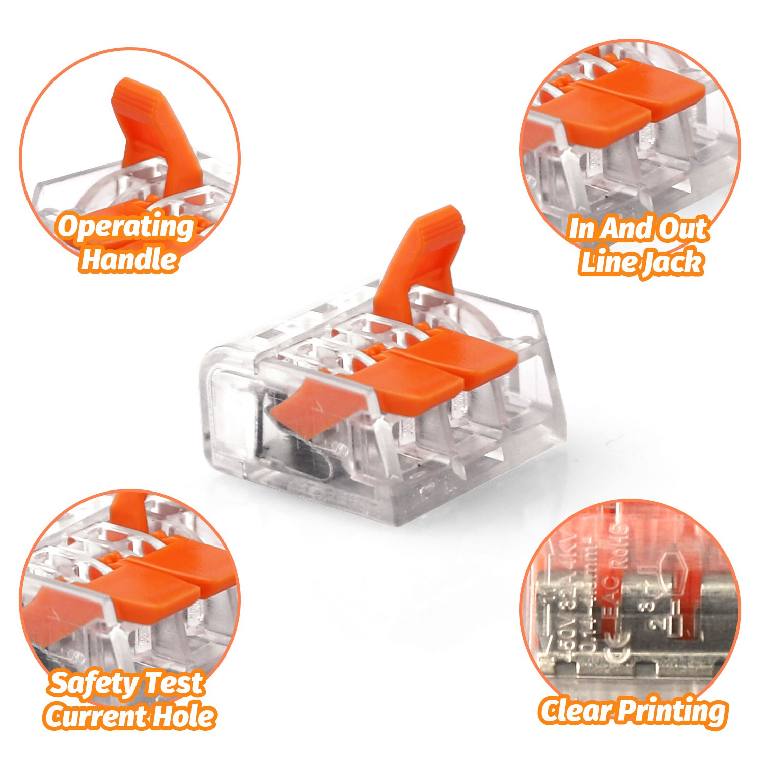 90Pcs For Wago 221 Lever Nuts Compact Splicing Wire Connectors - 2/3/5 Terminal