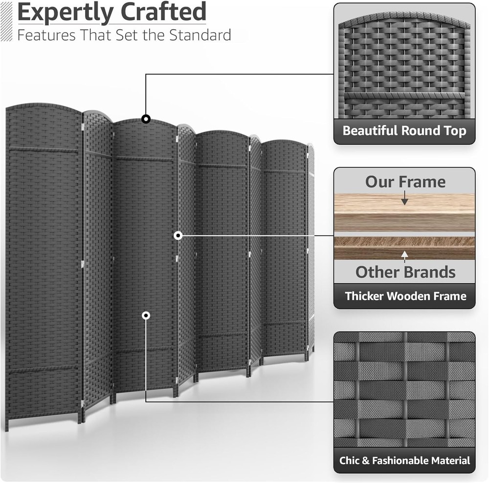 Sorbus Extra Wide 130” L Room Divider - Foldable 8 Panel Privacy Screen (Grey)