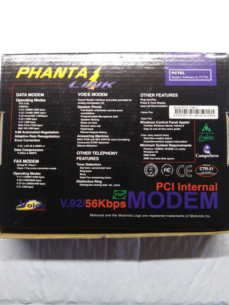 Phanta-Link V.90/56kbps PCI internet Modem